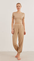 Bej Yoga Pantolon ve Bej Linda Bluz