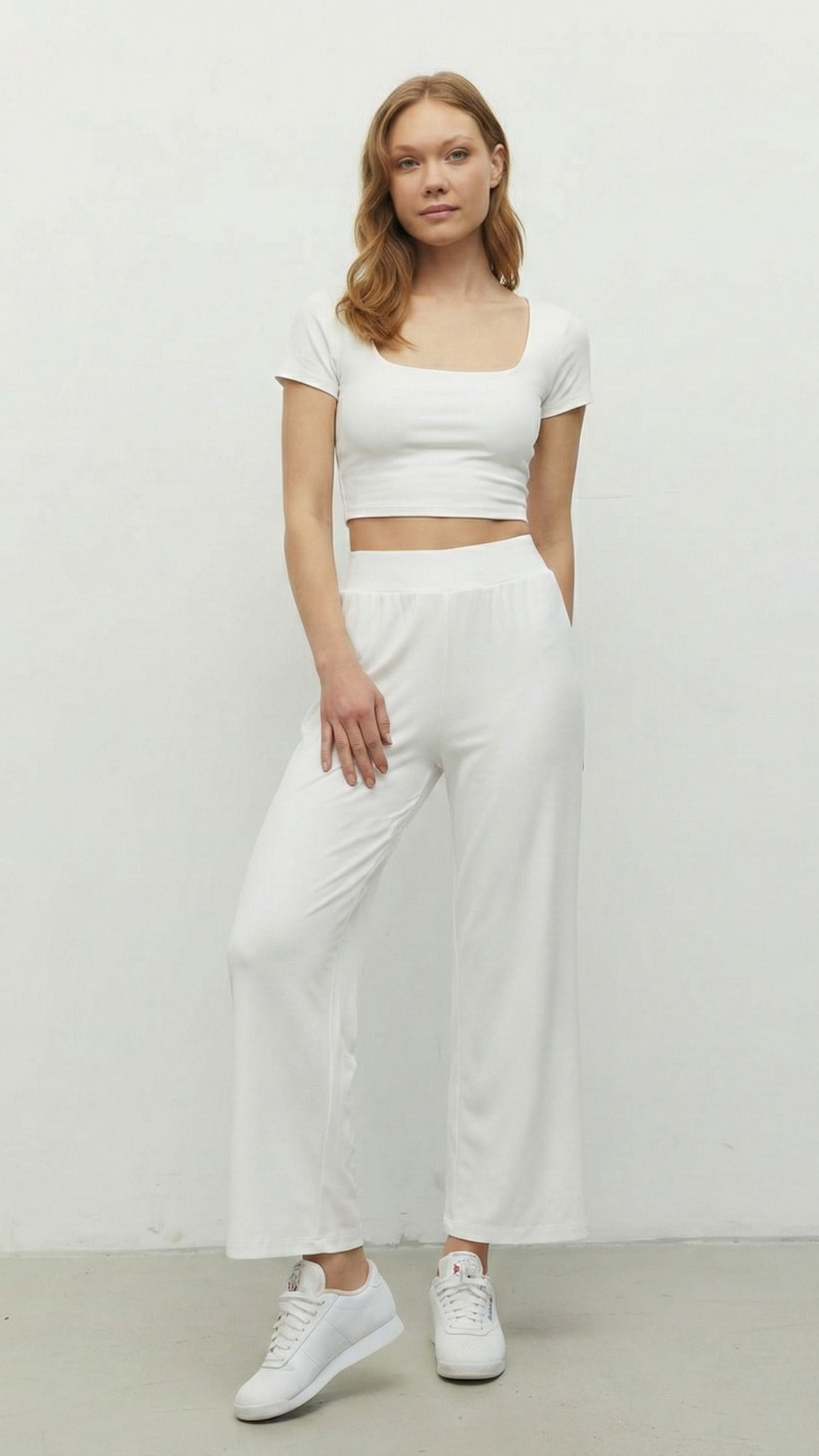 Beyaz Luna Pantolon Luna Bluz Set