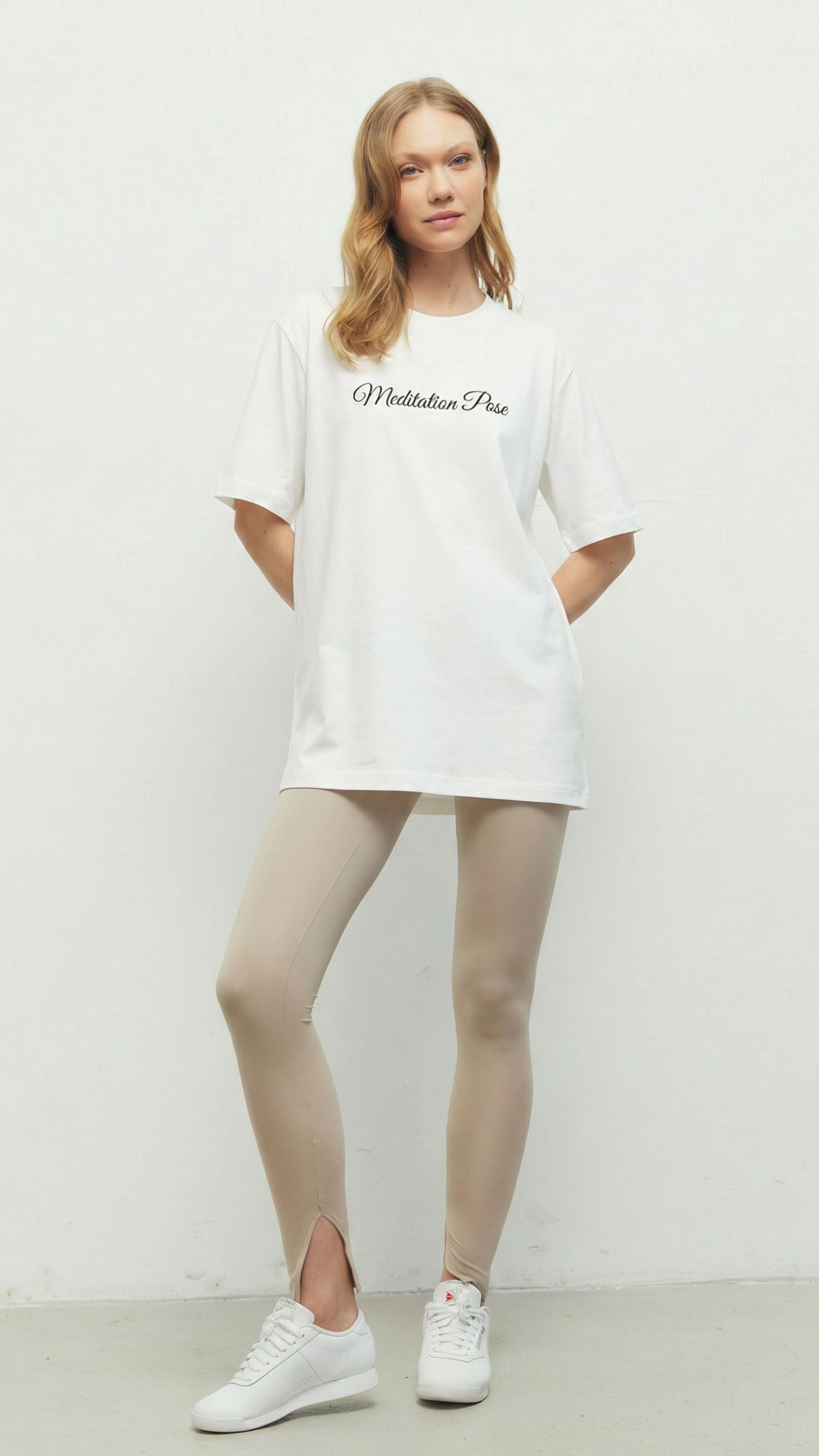 Beyaz Meditation Pose T-Shirt
