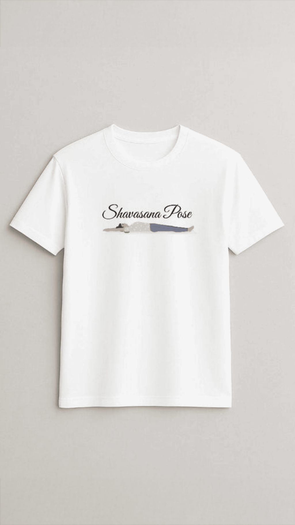 Beyaz Shavasana Baskılı Pose T-Shirt