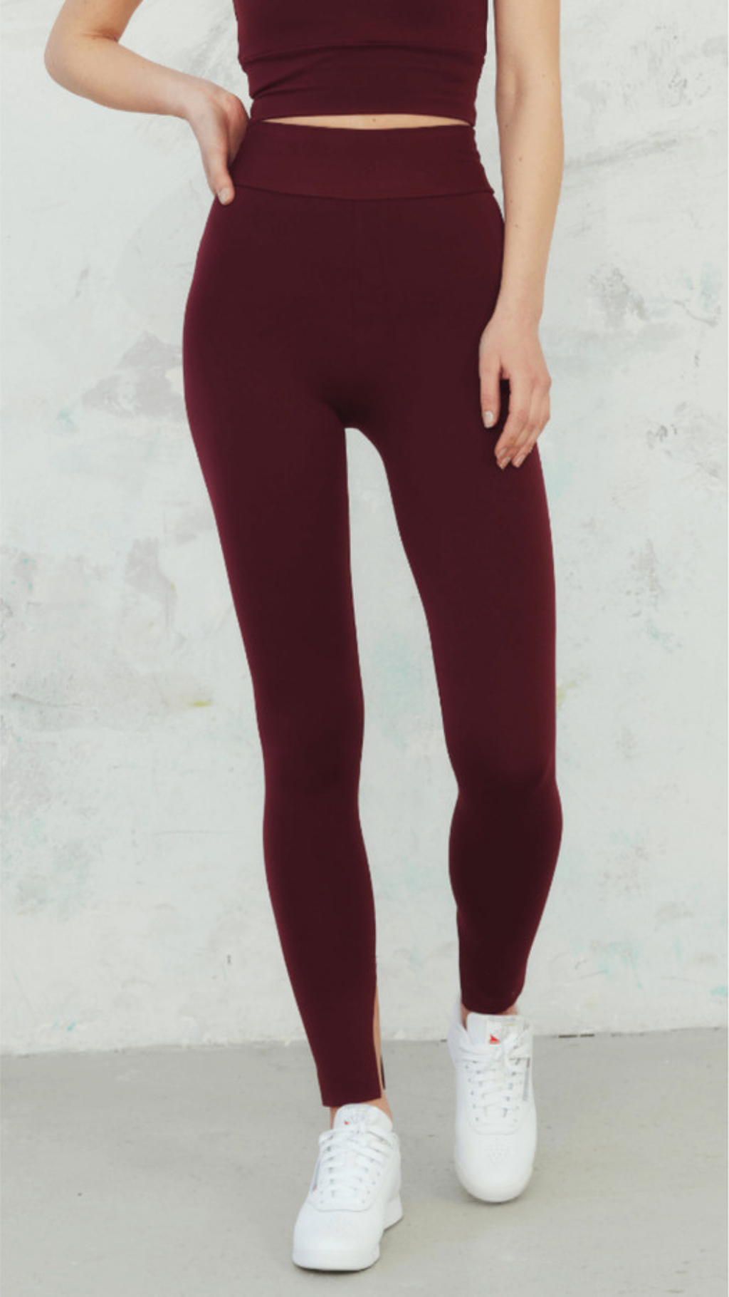 Bordo Yırtmaçlı Tayt