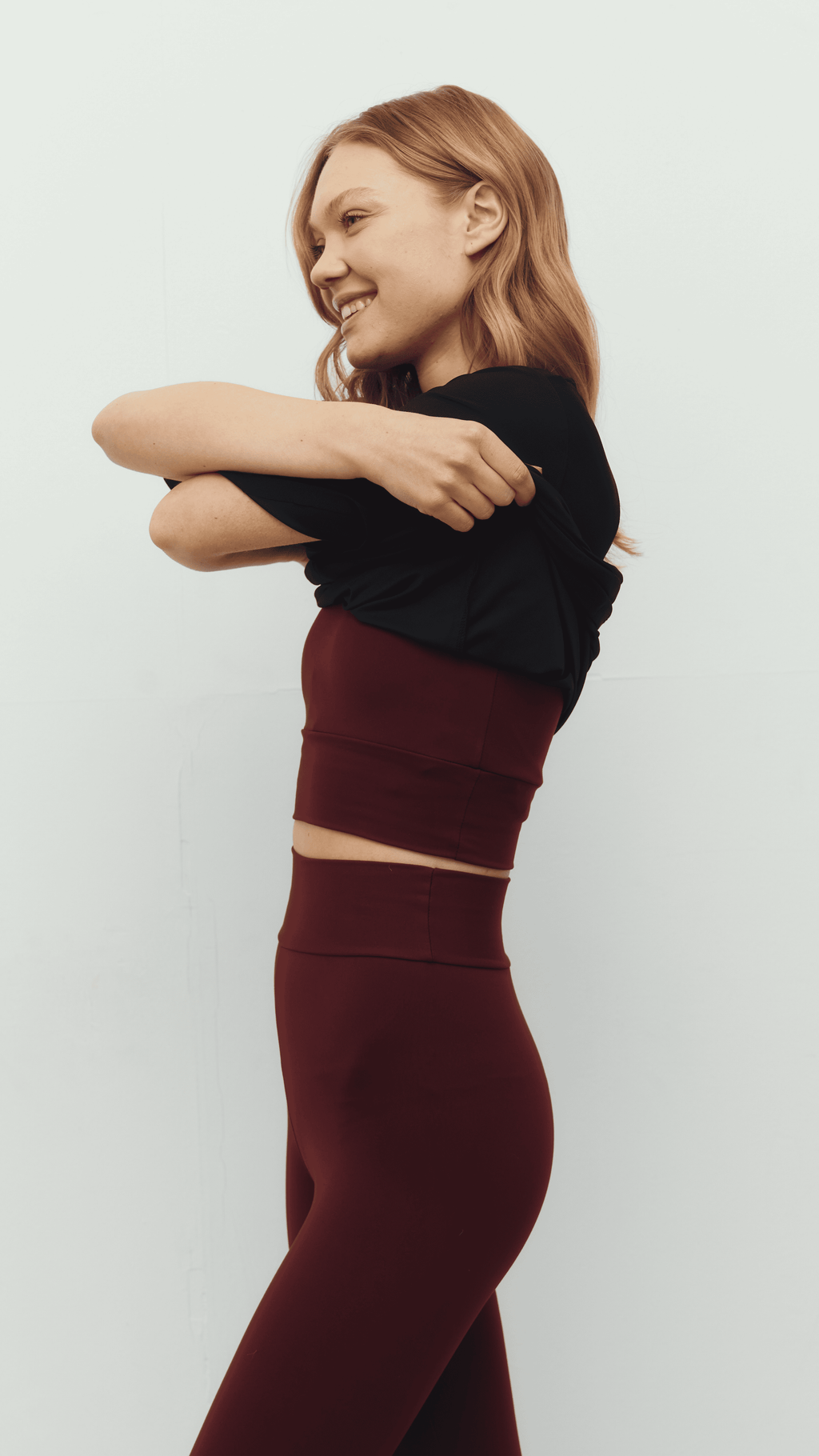 Siyah Ludam Bordo Yırtmaçlı Tayt Bra Oversize Set
