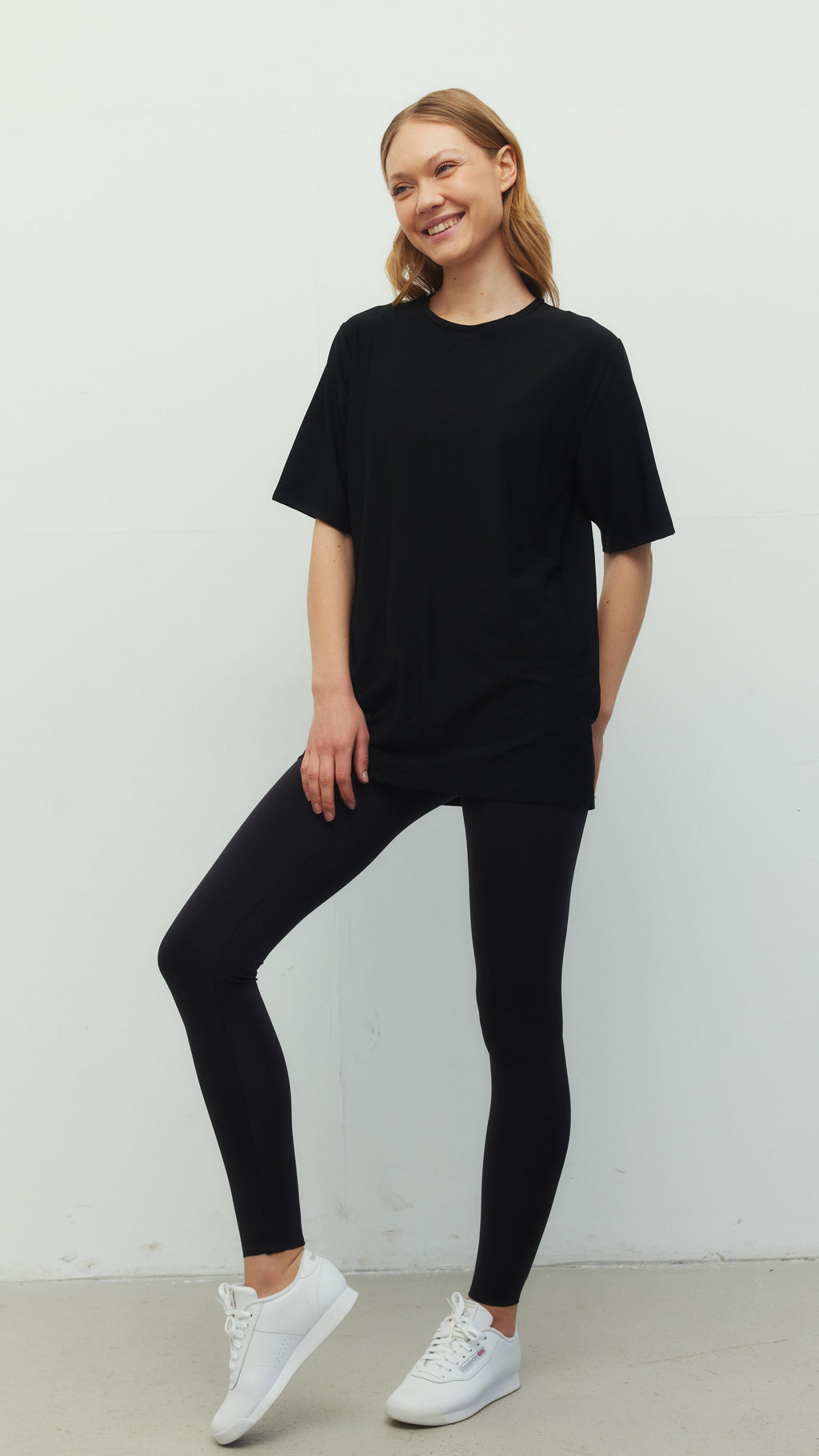 Siyah Ludam Siyah Yırtmaçsız Tayt Oversize Set