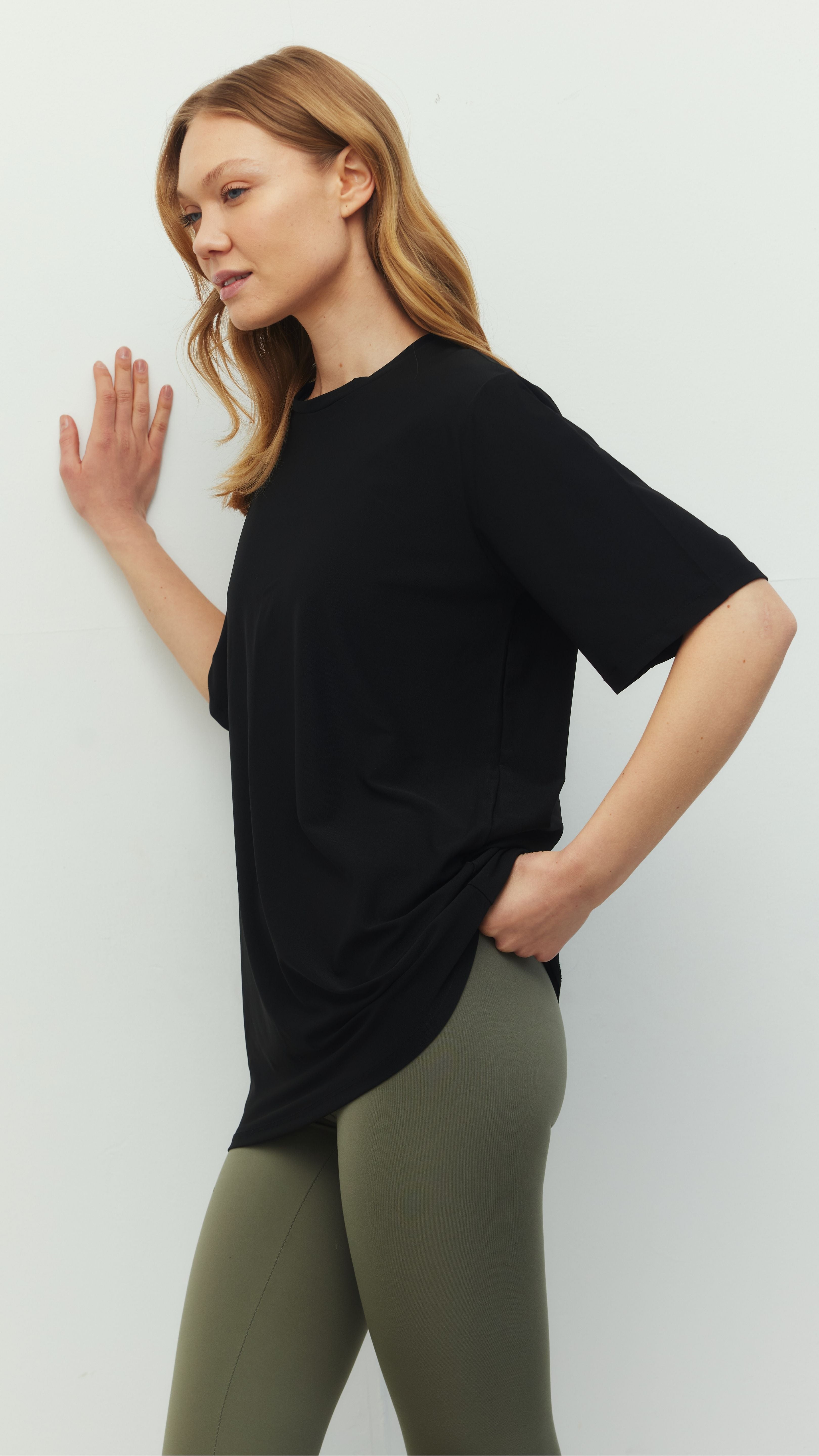 Siyah Ludam Yeşil Yırtmaçsız Tayt Bra Oversize Set