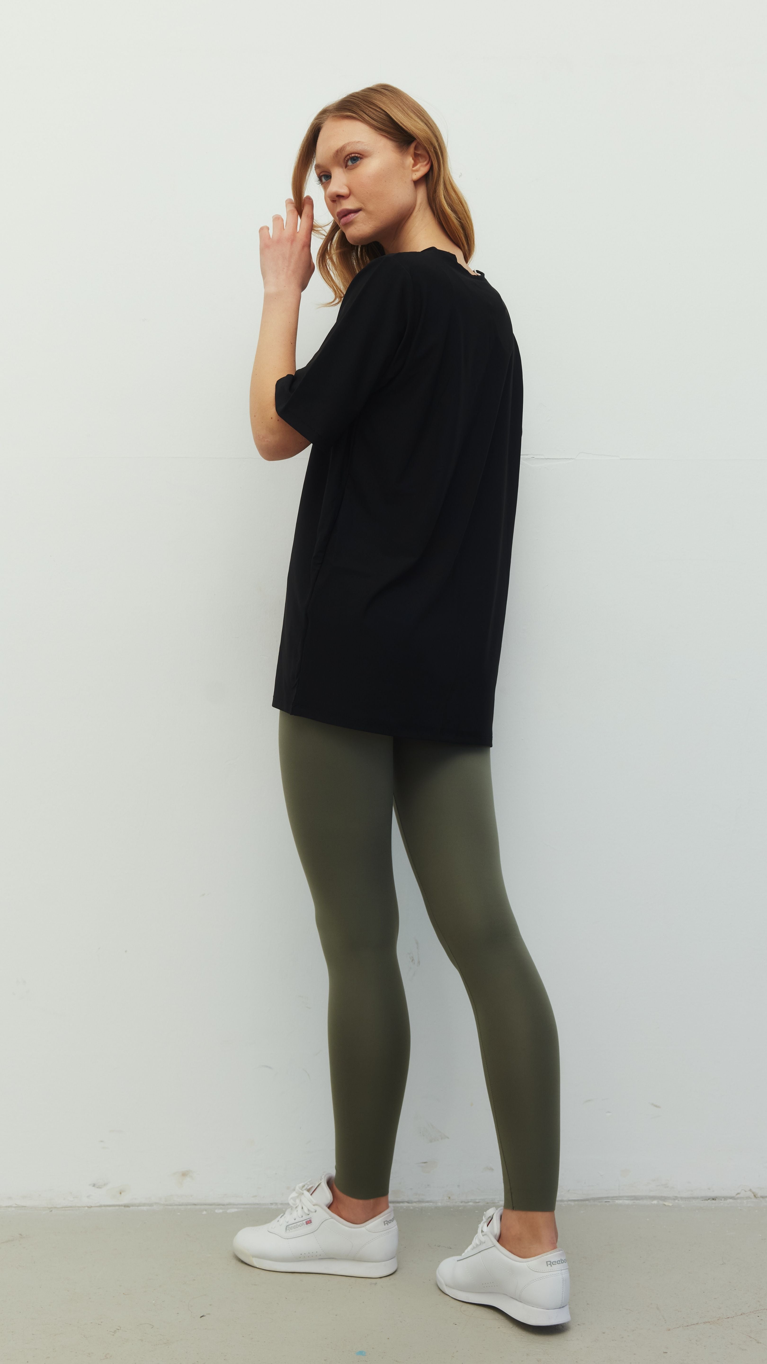 Siyah Ludam Yeşil Yırtmaçsız Tayt Bra Oversize Set