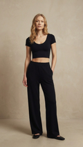 Siyah Luna Pantolon Luna Bluz Set