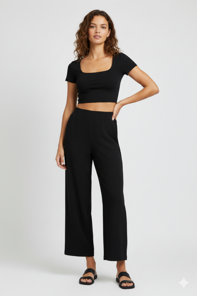 Siyah Luna Pantolon Luna Bluz Set