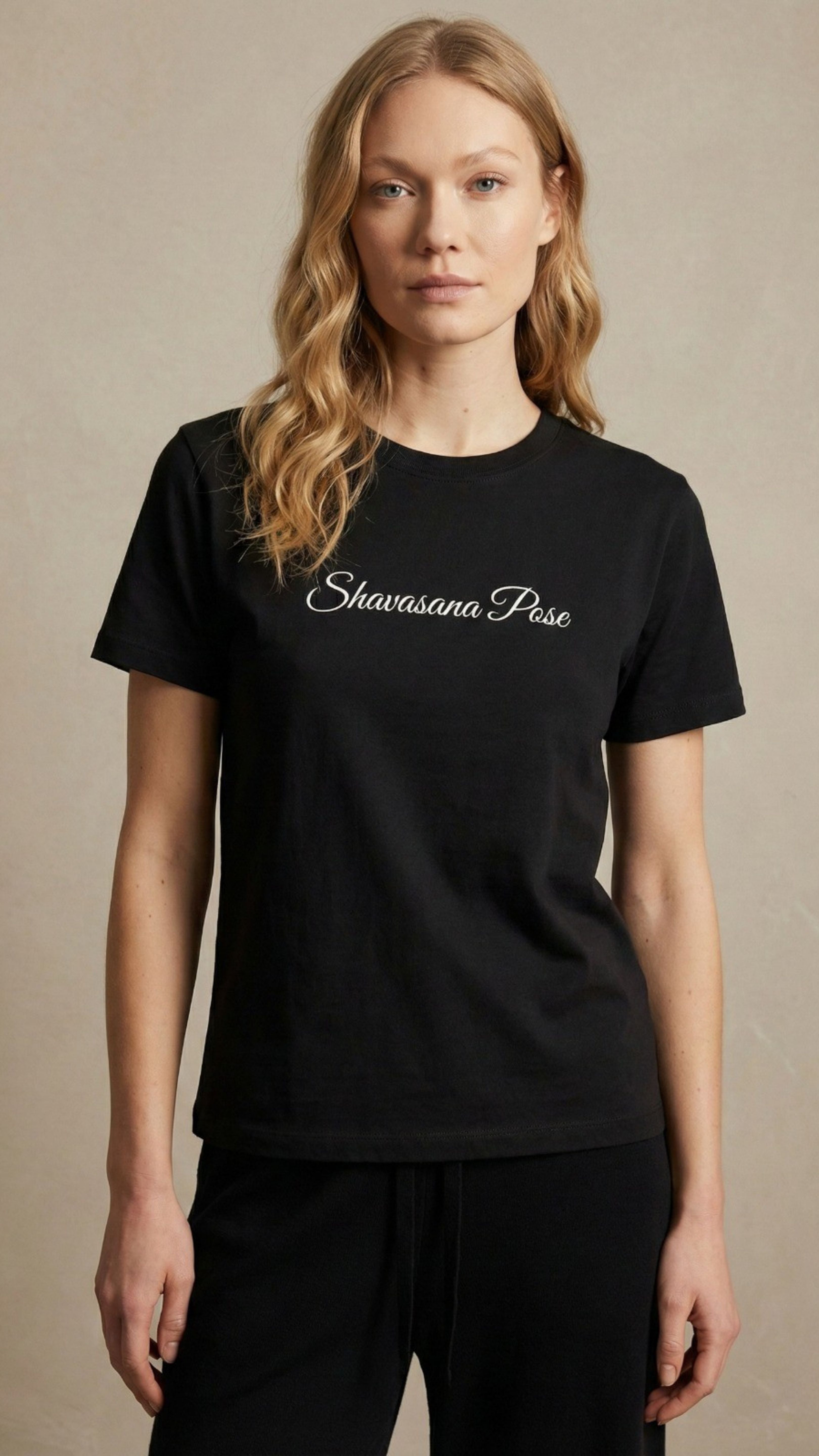 Siyah Shavasana Pose T-Shirt
